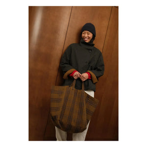 Rose in April - Elisa Tartan tote çanta | Kahverengi