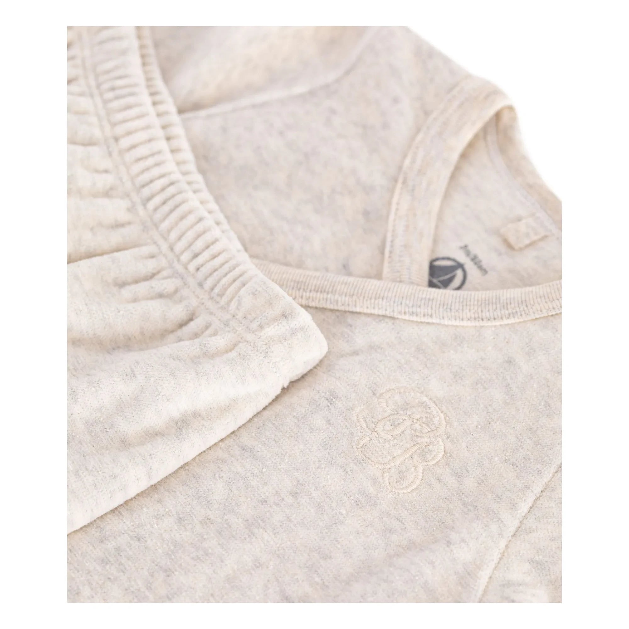 Petit Bateau - Organik pamuklu kadife pantolon ve sarma seti | Heather bej