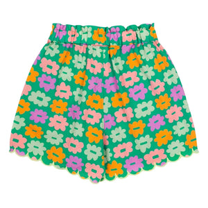 Jelly Mallow - Yeşil Çiçek Desenli Seersucker Şort