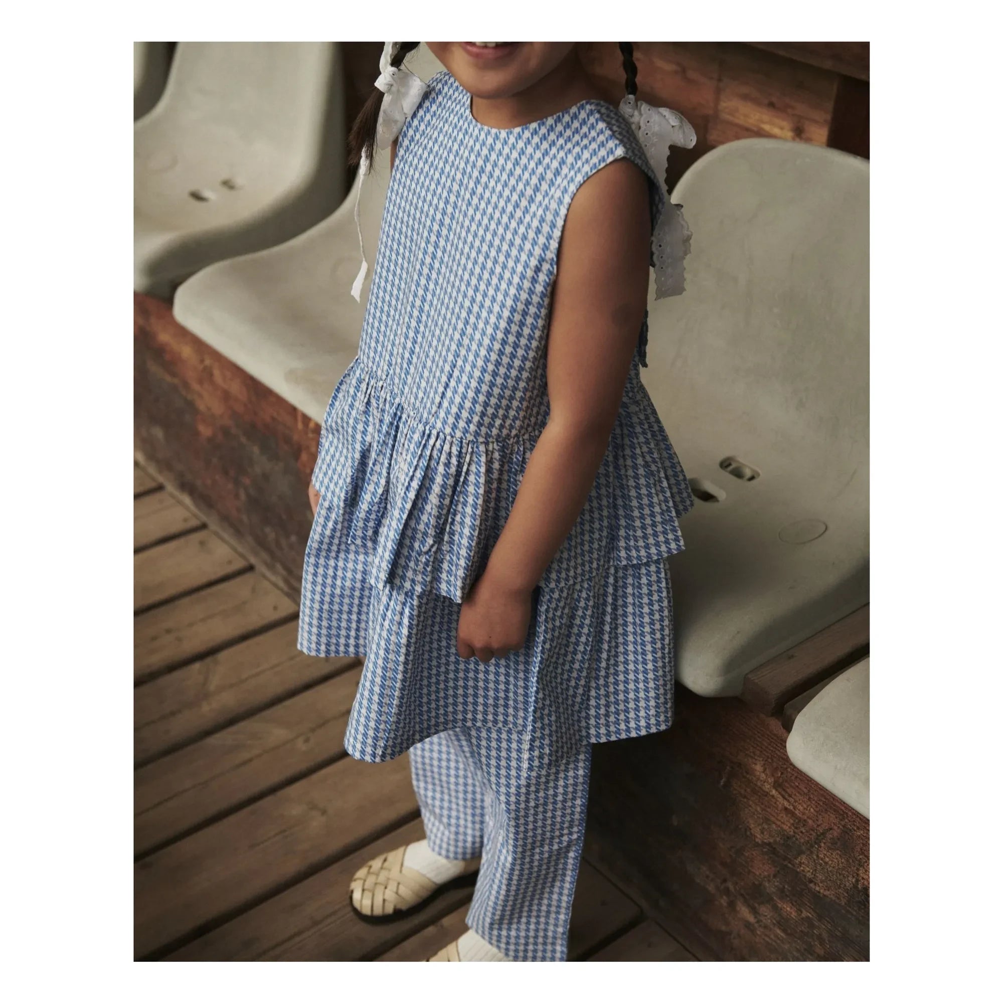 Copenhagen Colors - Pied de Poule organik pamuk pantolon | Mavi