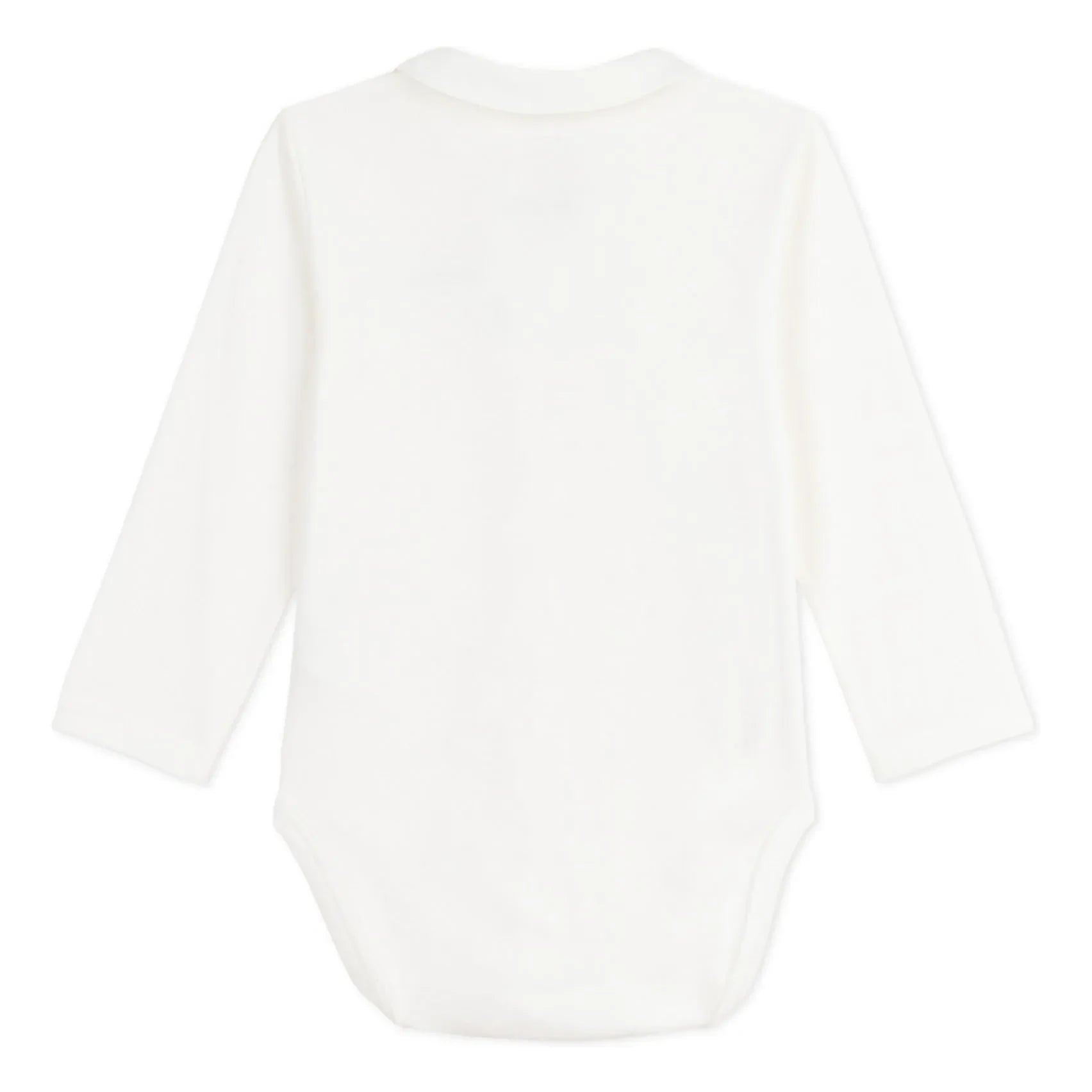 Petit Bateau - Organik pamuklu çiçek işlemeli yakalı body | Beyaz