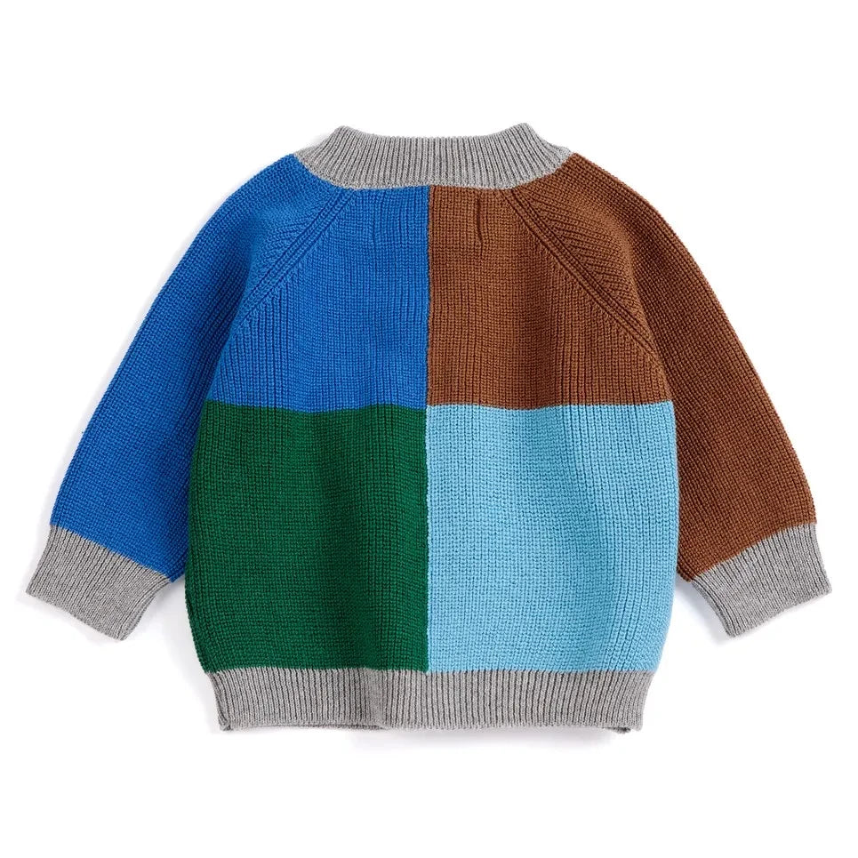 Bobo Choses - Renk Bloklu Organik Pamuklu Hırka | Heather grey
