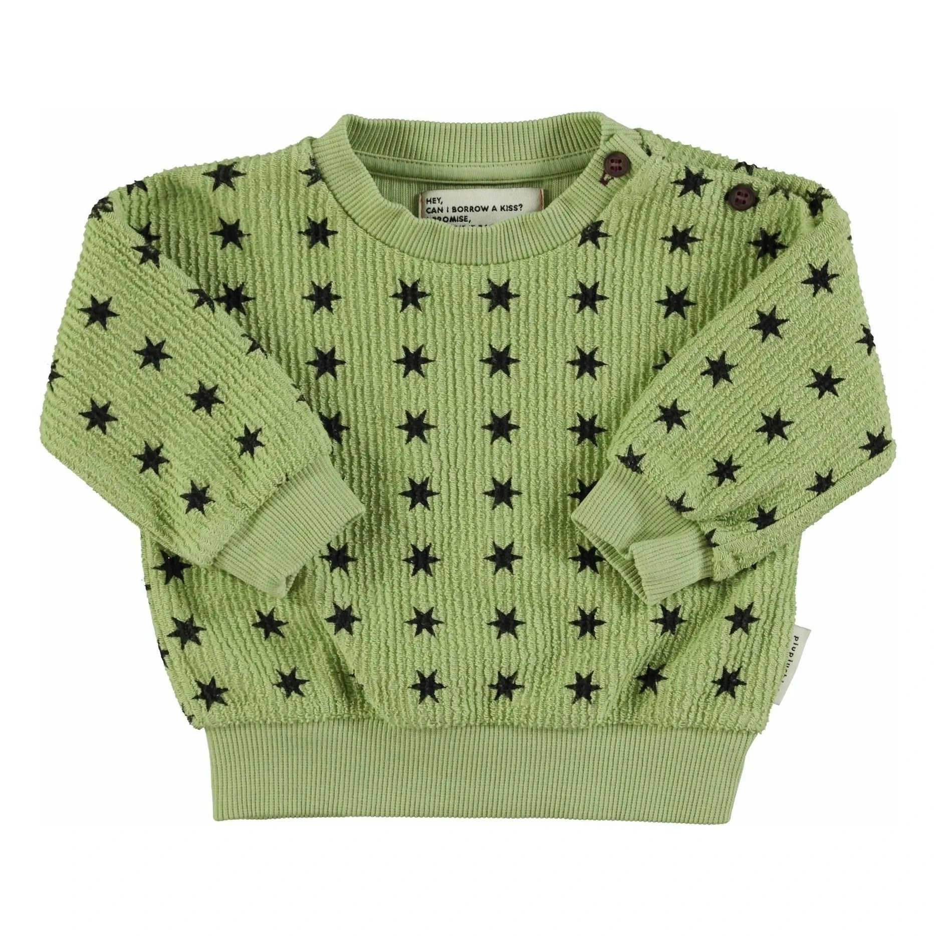 Piupiuchick - Fitilli Yıldız Sweatshirt Organik Pamuk | Yeşil