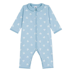 Petit Bateau - Sıralı Kalp Desenli İyi Uyu Pijamalar | Açık mavi