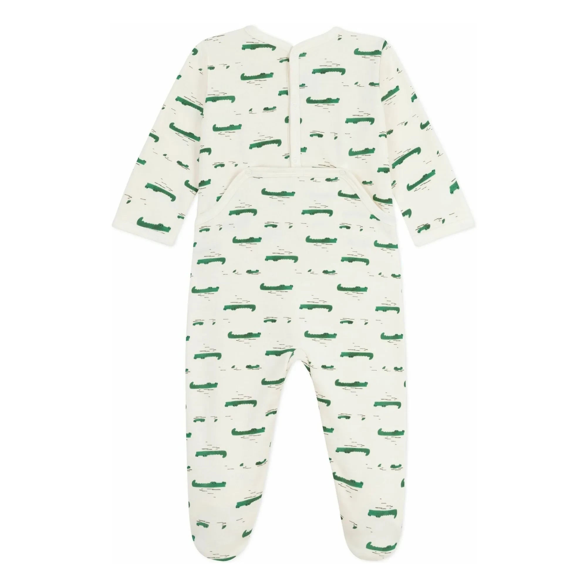 Petit Bateau - Pyjamas Dors Bien Pont Dos Crocodiles Organik Pamuk | Ekru