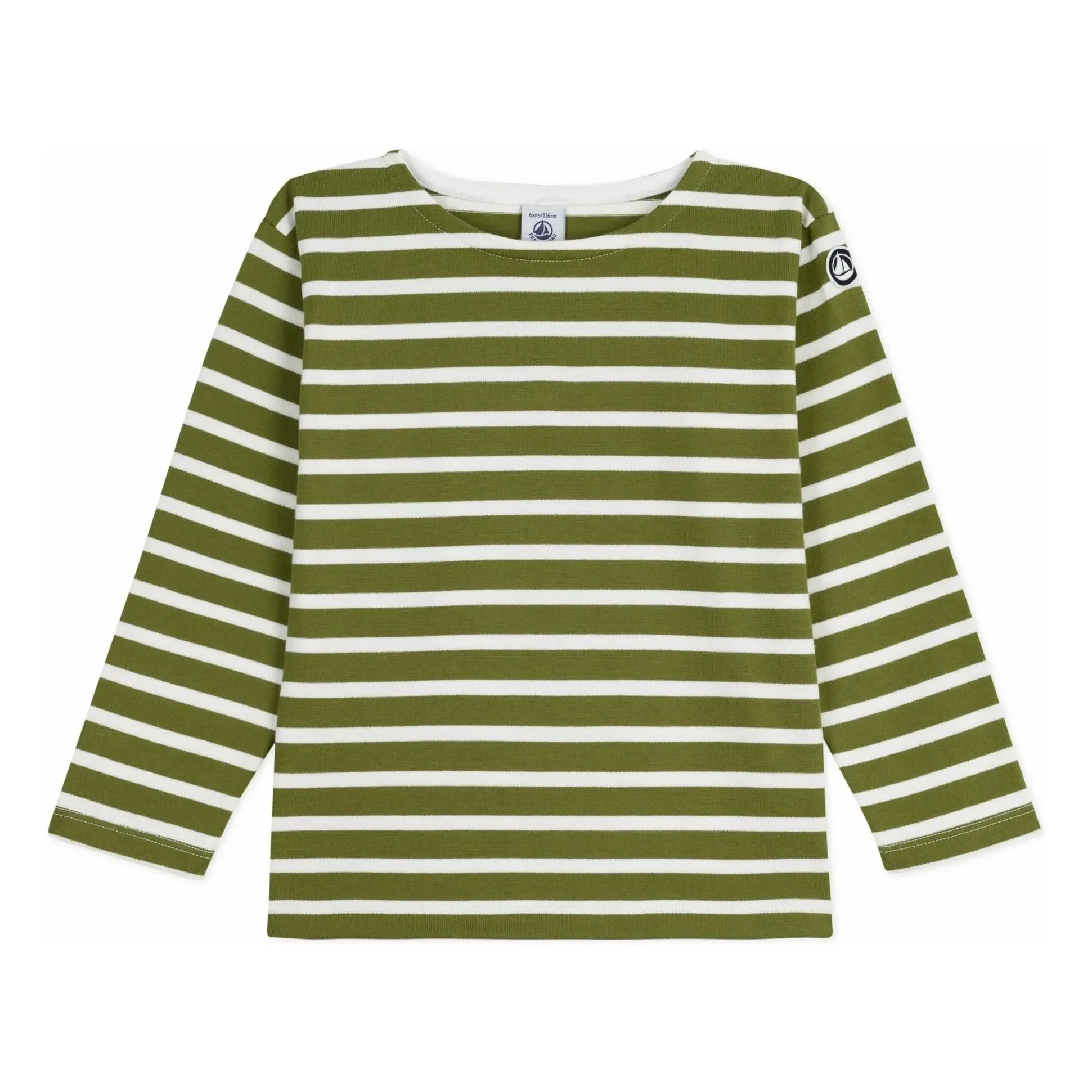 Petit Bateau - Logo Kollu Marinière Tişört Organik Pamuk | Yeşil