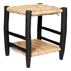Cosydar - Palm Yaprağı ve Boyalı Ahşap Komodin | Siyah
