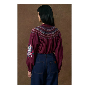 Louise Misha - Pal Organik Pamuk Bluz | Bordo