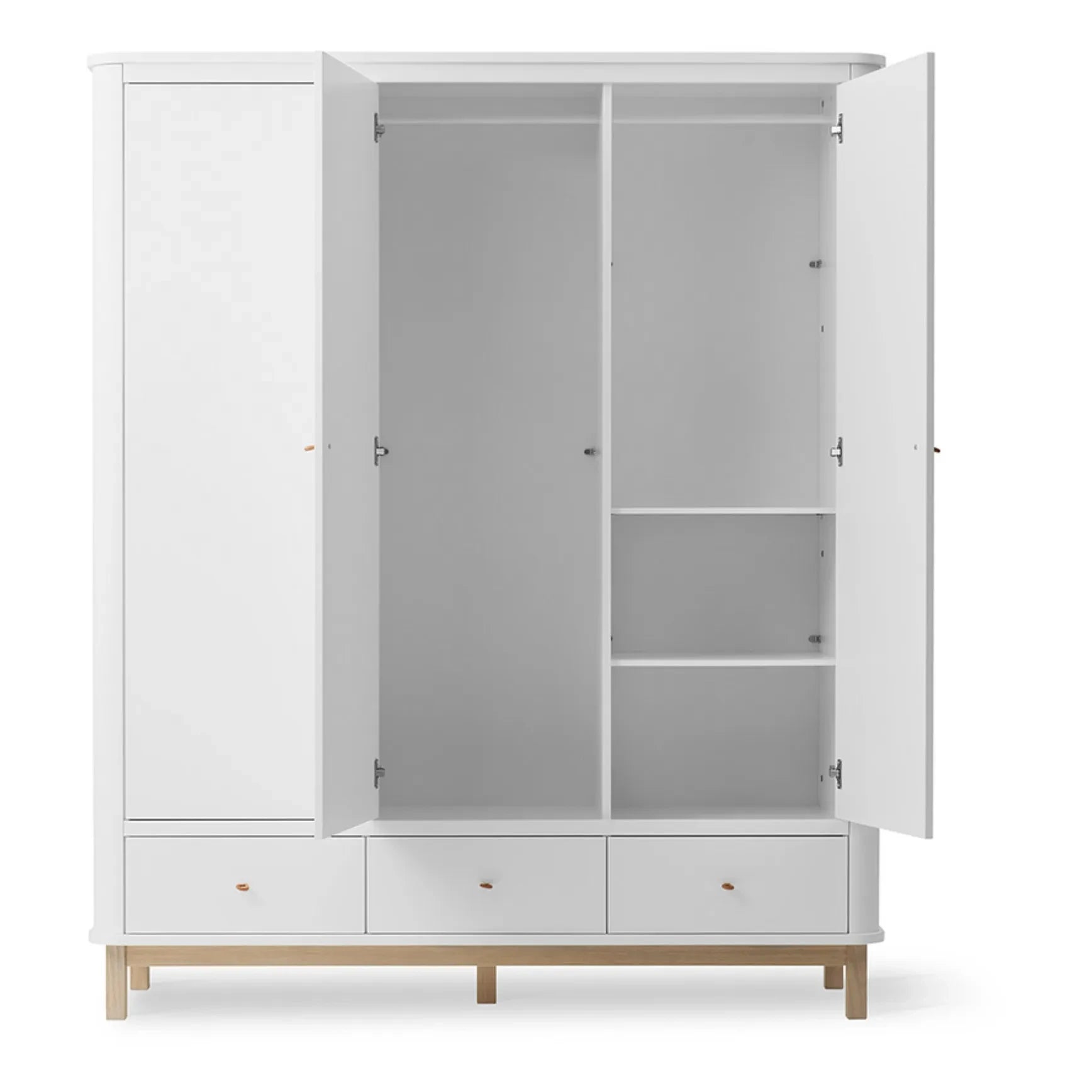 Oliver Furniture - 3 Kapılı Meşe Gardırop | Beyaz