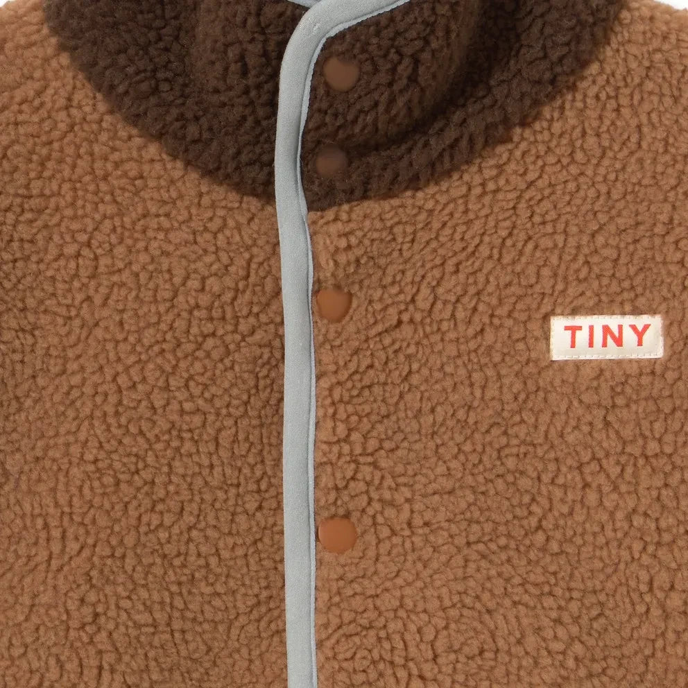 Tinycottons - Renk Bloklu Sherpa Tarzı Ceket | Kahverengi
