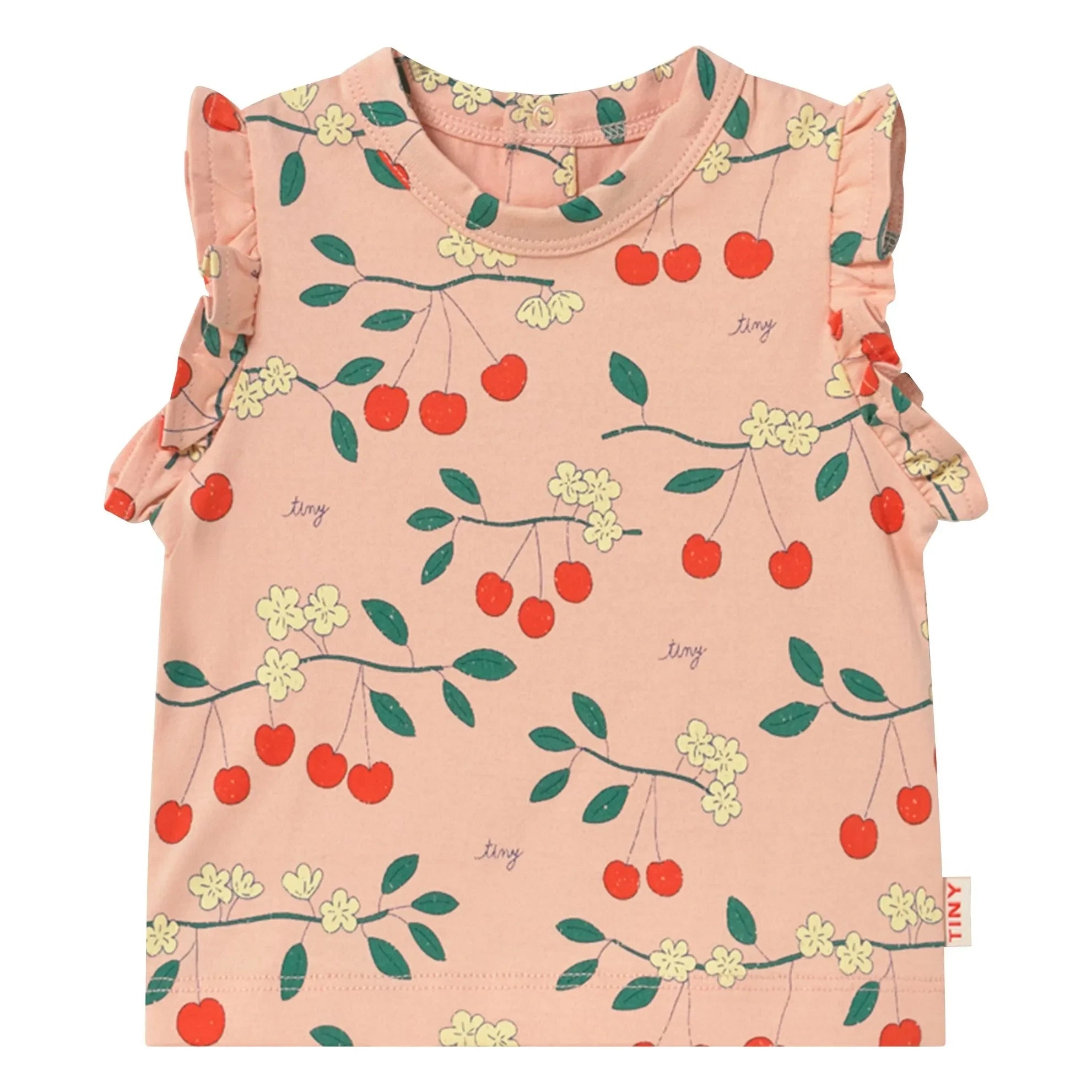 Tinycottons - Cherry fırfırlı Tişört Organik pamuk | Pembe