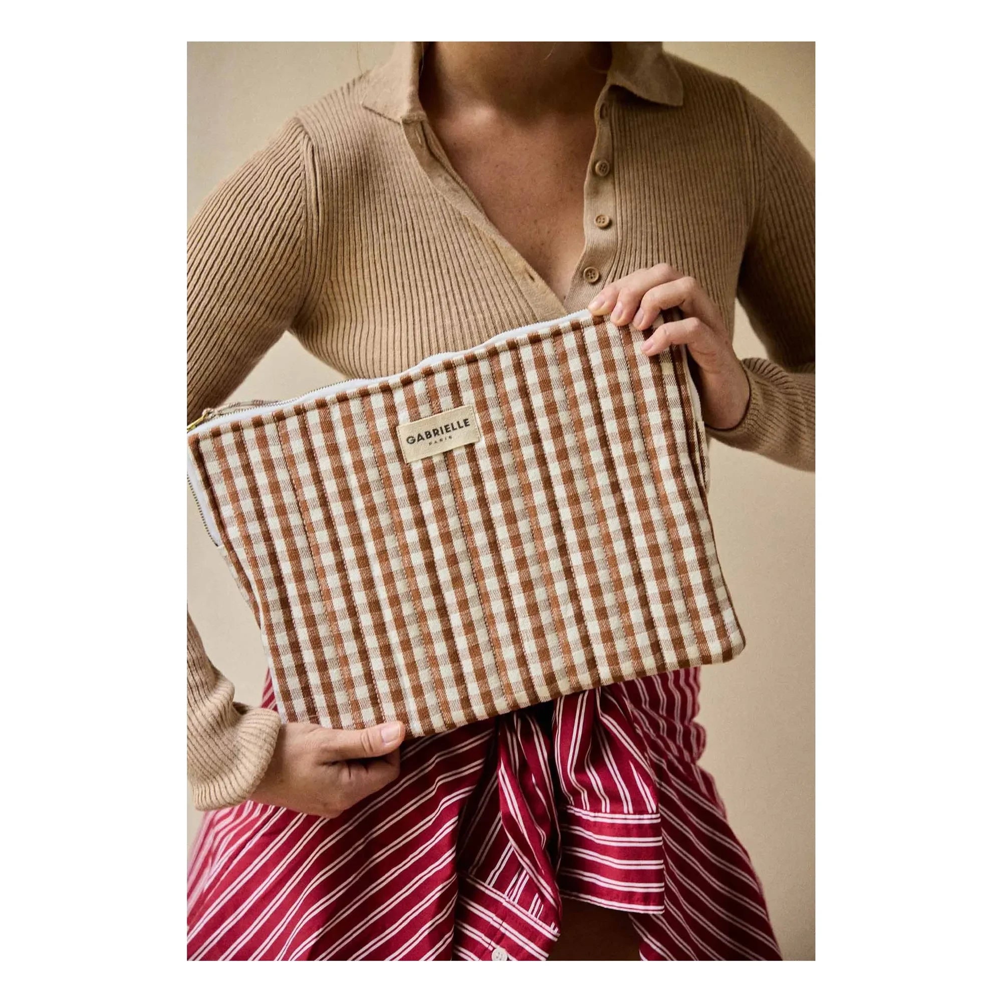 Gabrielle Paris - Gingham bilgisayar kılıfı Moka | Mocha