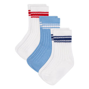 Petit Bateau - 3 Çift Fitilli Spor Çorap Seti | Beyaz