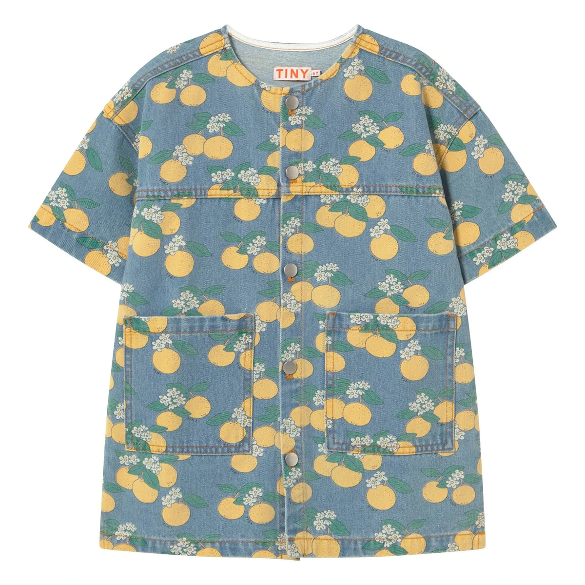 Tinycottons - Turuncu Denim Elbise | Mavi