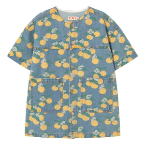 Tinycottons - Turuncu Denim Elbise | Mavi