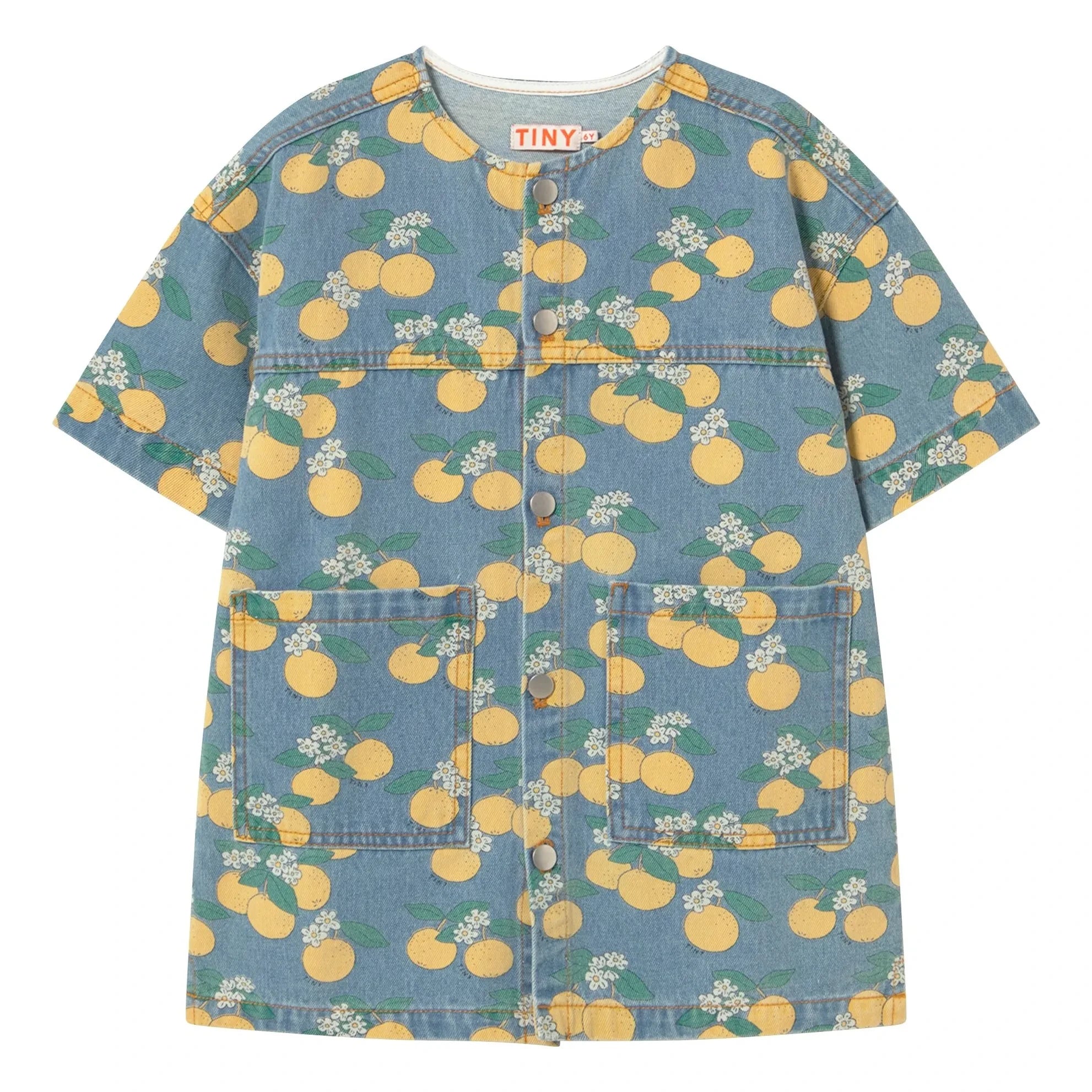 Tinycottons - Turuncu Denim Elbise | Mavi