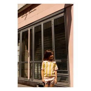 Louis Louise - Paule Çizgili File Tişört | Sarı