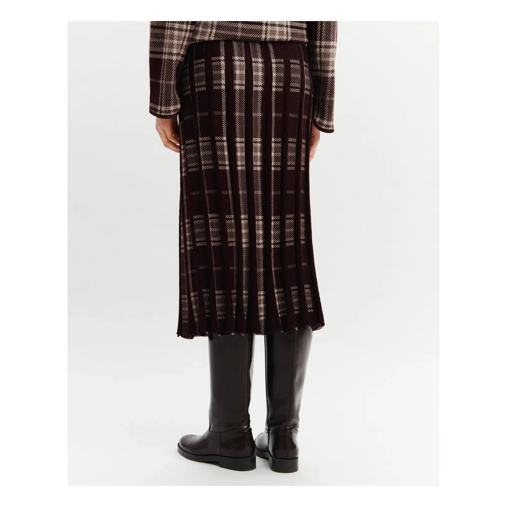 Bompard - Pileli Ekose Yün Kilt Etek | Garnet