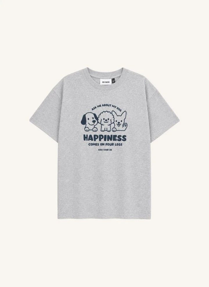 Cos I Said So - "Happiness" Tişört | Açık gri