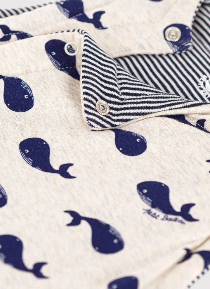 Petit Bateau - Whales Organik Pamuk Kolsuz Atlet | Heather bej