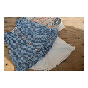 1+ in the family - Alcudia Çizgili Denim Bluz Organik Pamuk | Açık Mavi