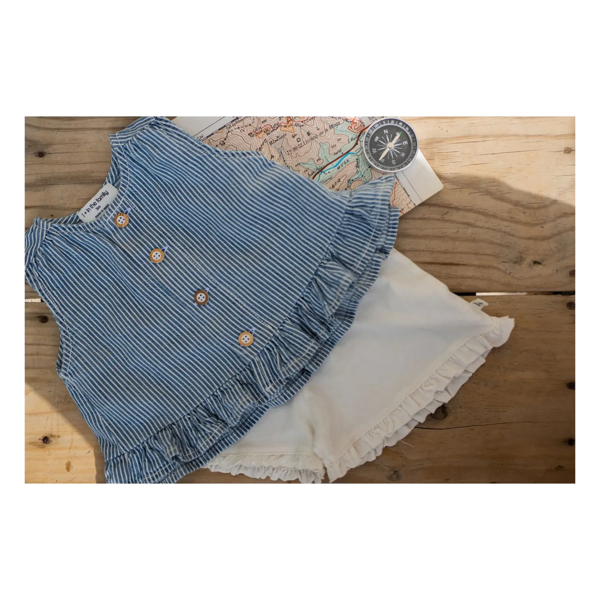 1+ in the family - Alcudia Çizgili Denim Bluz Organik Pamuk | Açık Mavi