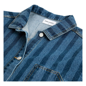 Bobo Choses - Mavi Denim Çizgili Organik Pamuk Ceket