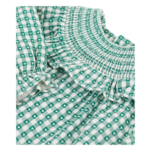 Petit Bateau - Yeşil kareli organik pamuk elbise