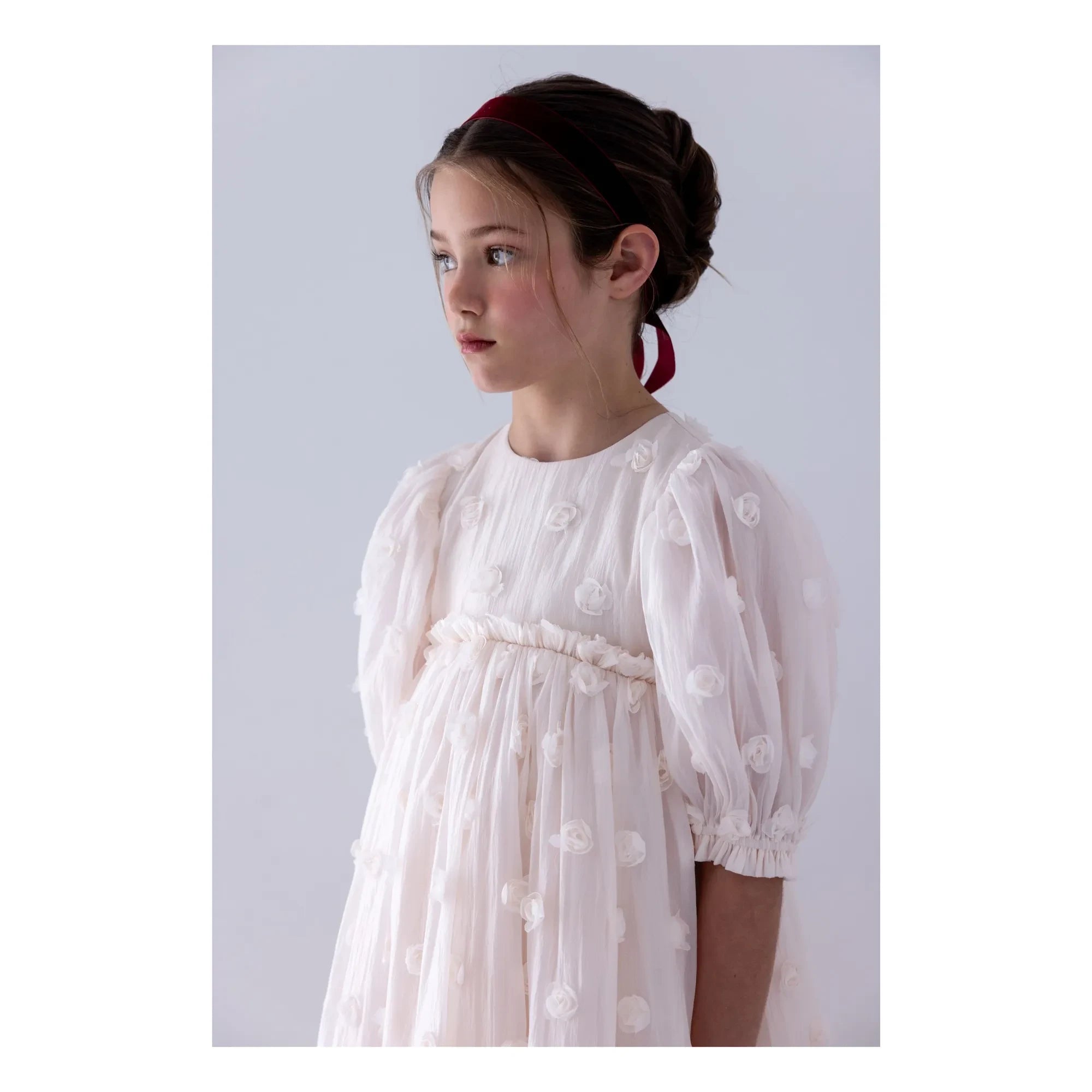 petite Amalie - Roses Organze Elbise | Lychee Pembe