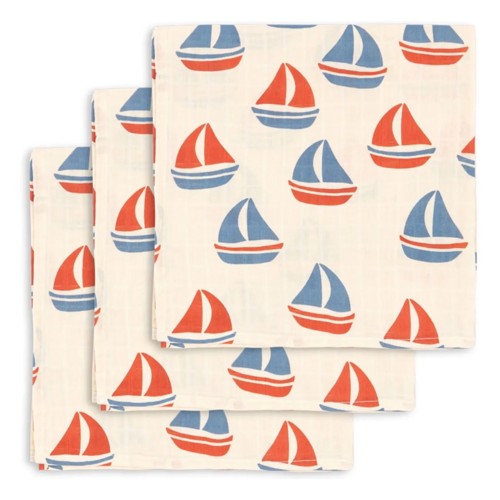 Konges Sløjd - Ahoy organik pamuk bebek bezi - 3'lü set | Kırmızı