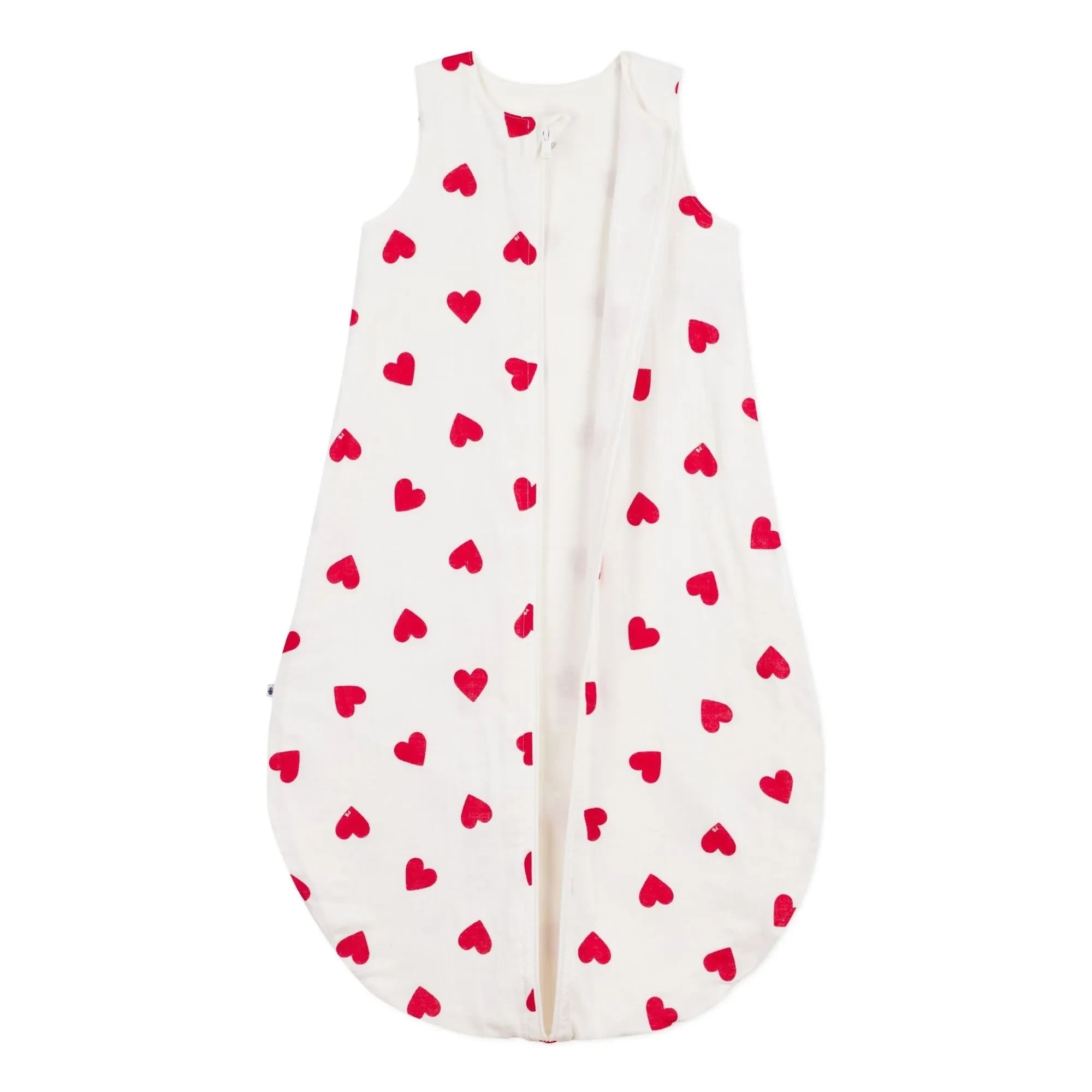 Petit Bateau - Pamuklu gazlı uyku tulumu kalpler | Beyaz