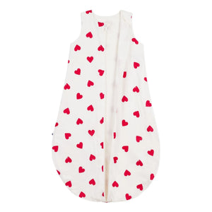 Petit Bateau - Pamuklu gazlı uyku tulumu kalpler | Beyaz