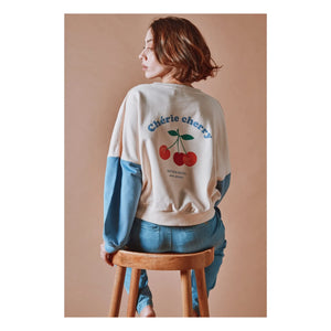 Emile et Ida - Organik pamuk baskılı sweatshirt | Krem