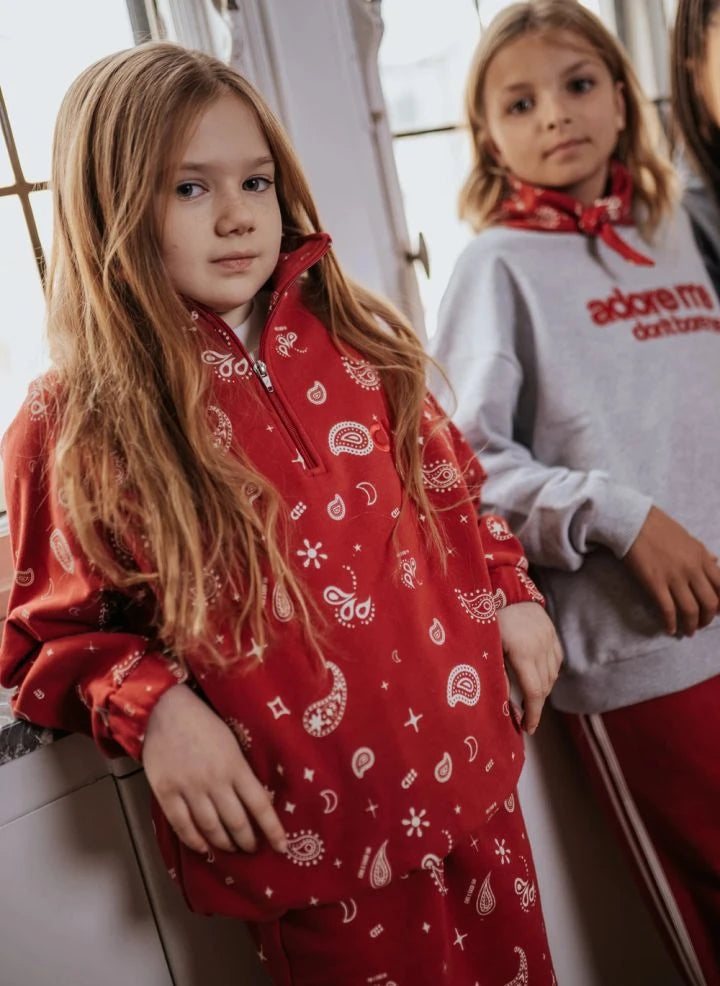Cos I Said So - Organik Pamuk Paisley Fermuarlı Sweatshirt | Kırmızı