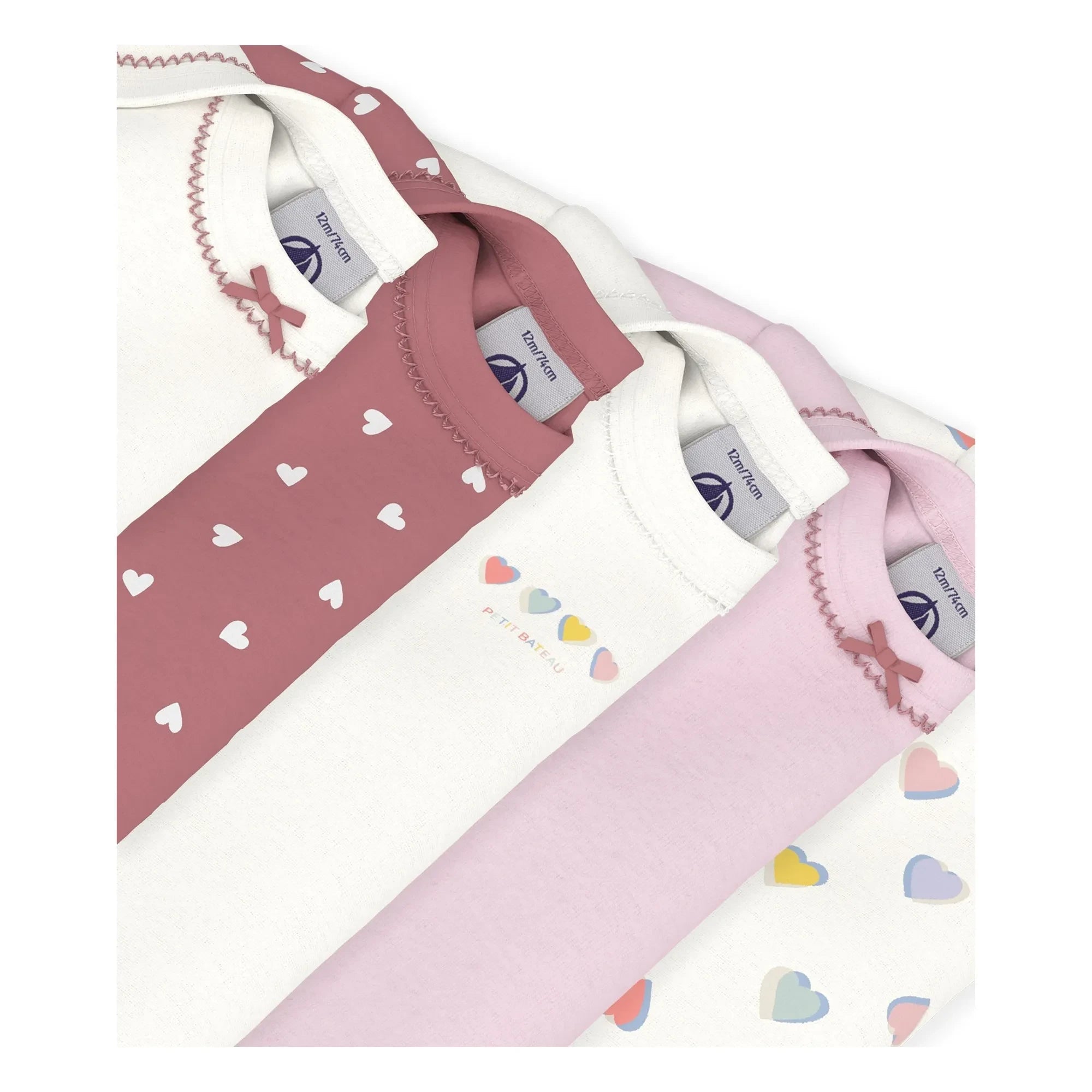 Petit Bateau - 5'li Organik Pamuklu Kalp Body Seti | Beyaz