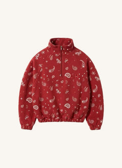 Cos I Said So - Organik Pamuk Paisley Fermuarlı Sweatshirt | Kırmızı