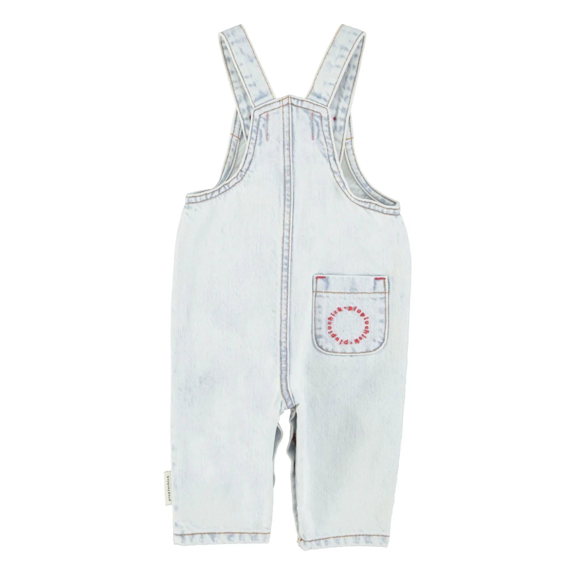 Piupiuchick - Peace Baby Denim Dungarees | Yıkanmış mavi