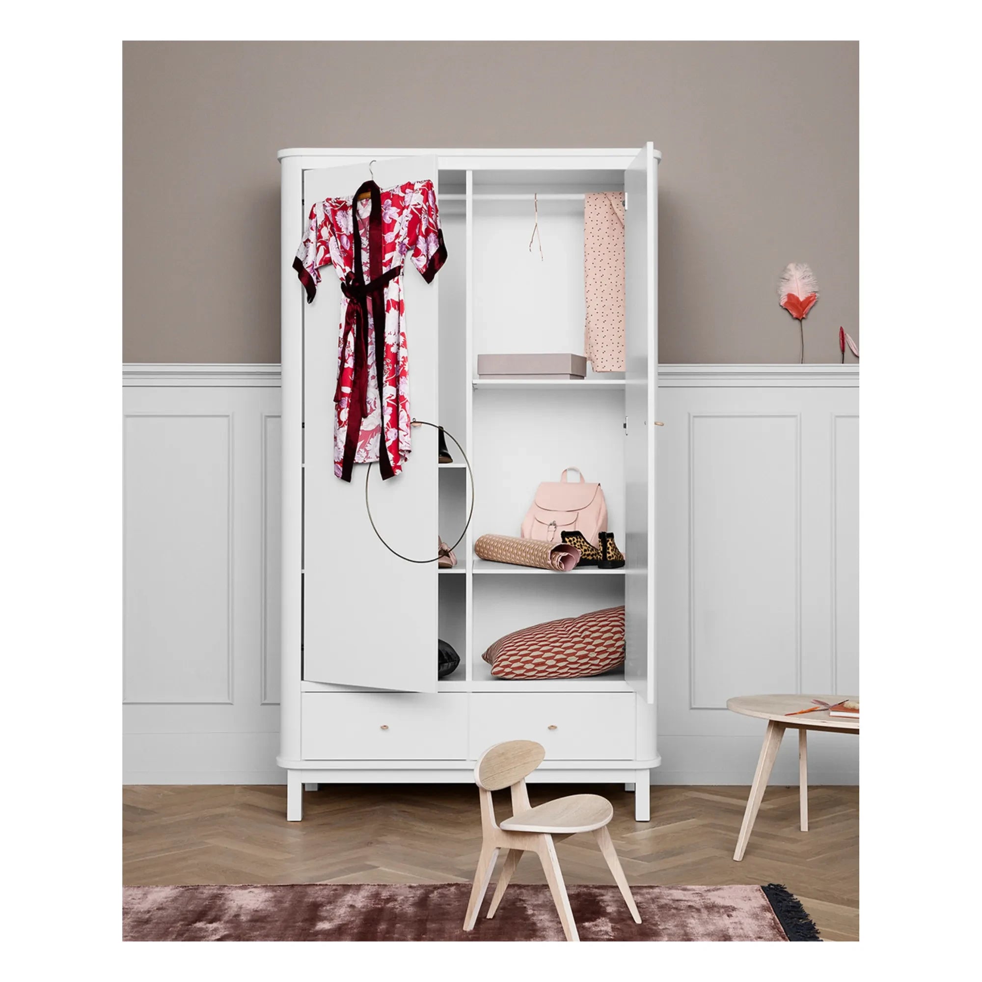 Oliver Furniture - 2 Kapılı Huş Gardırop | Beyaz
