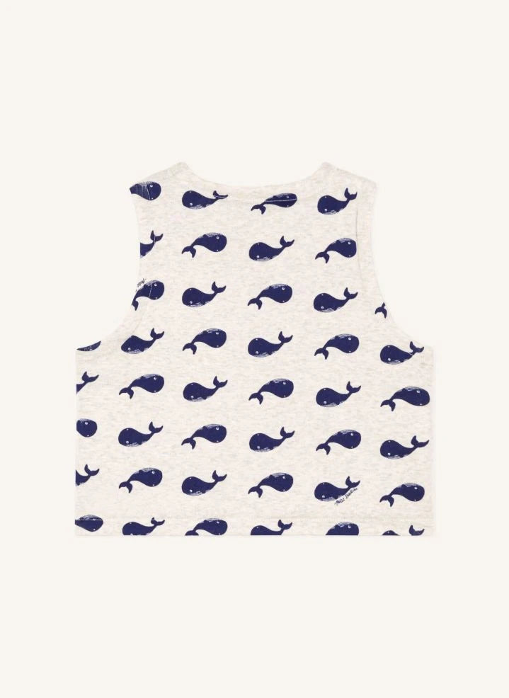 Petit Bateau - Whales Organik Pamuk Kolsuz Atlet | Heather bej