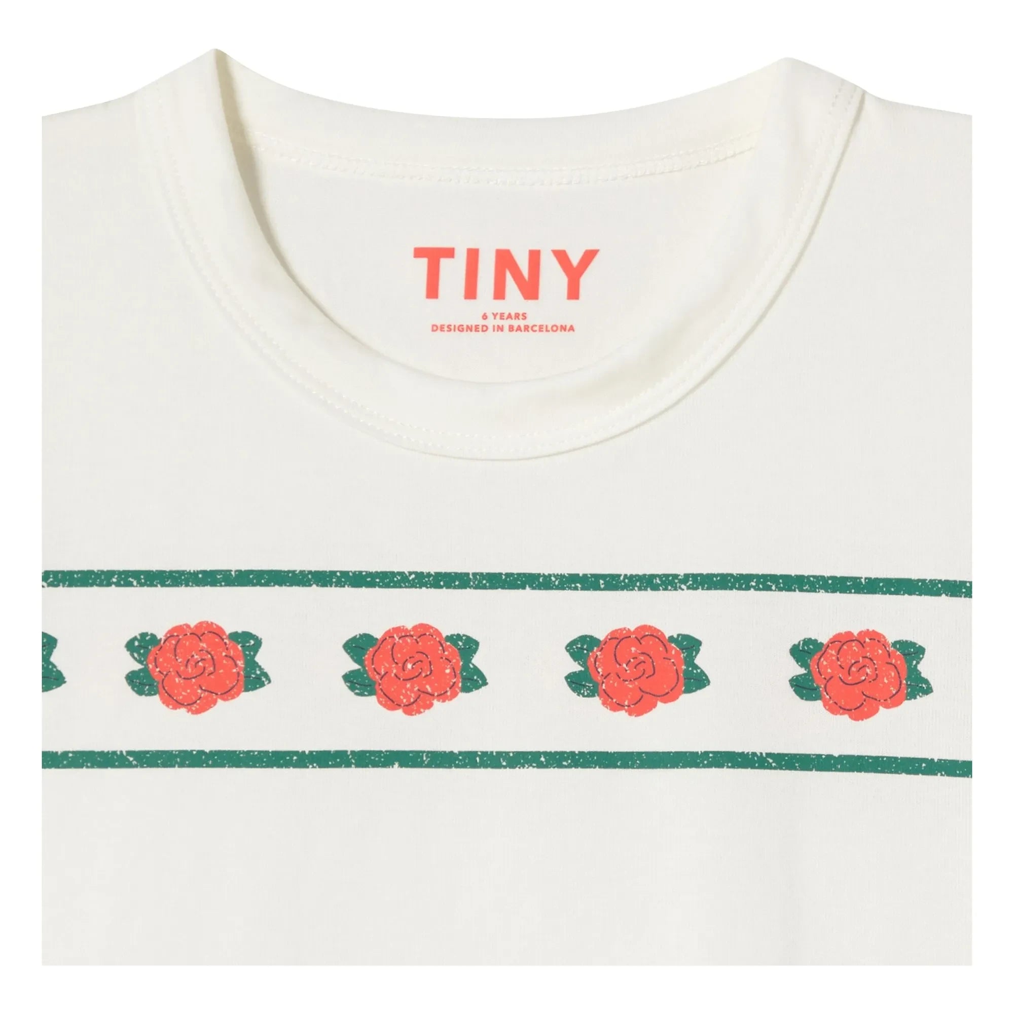 Tinycottons - Crop Roses Organik Pamuk Tişört | Beyaz
