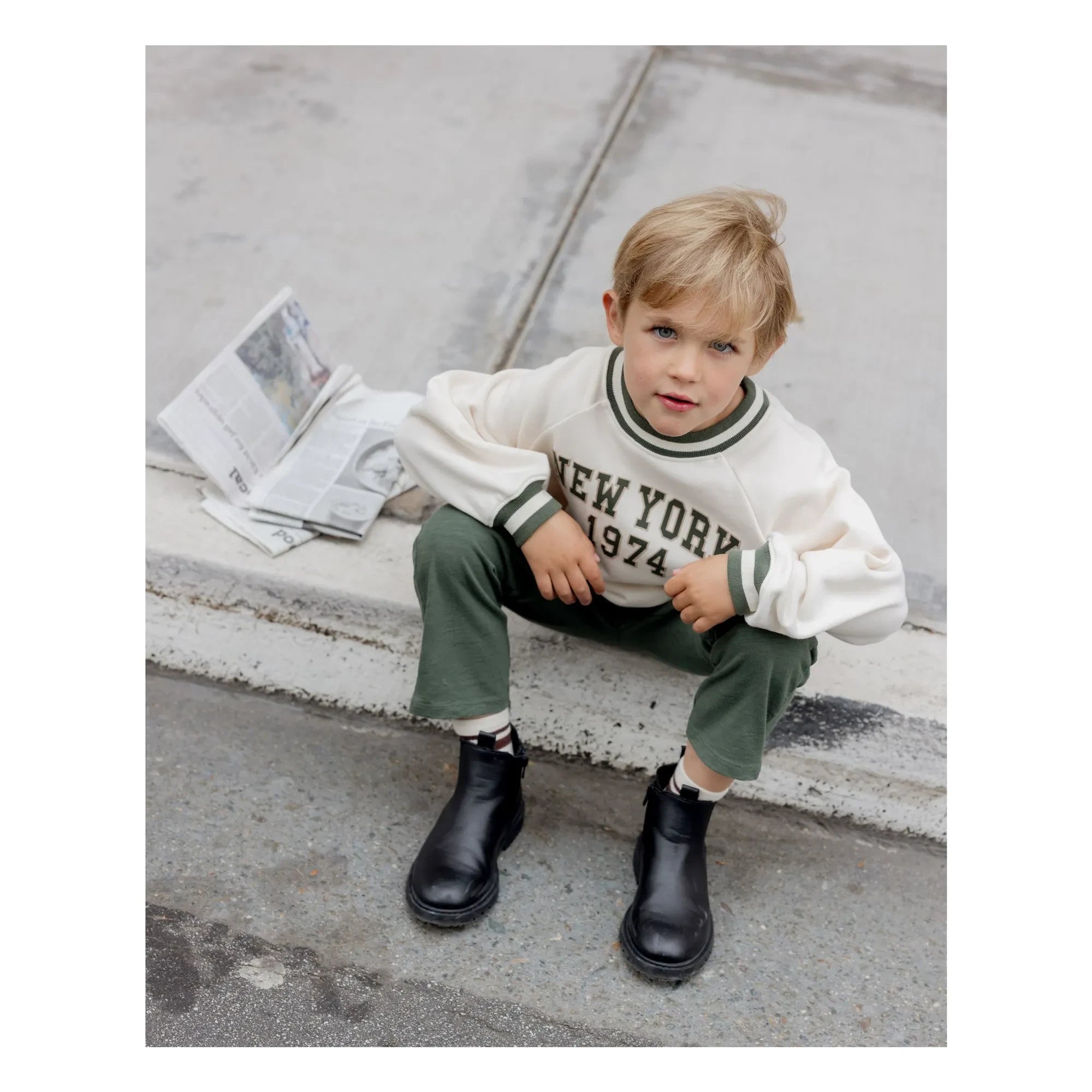 Rylee + Cru - Raglan Sweat New York Mini | Ekru