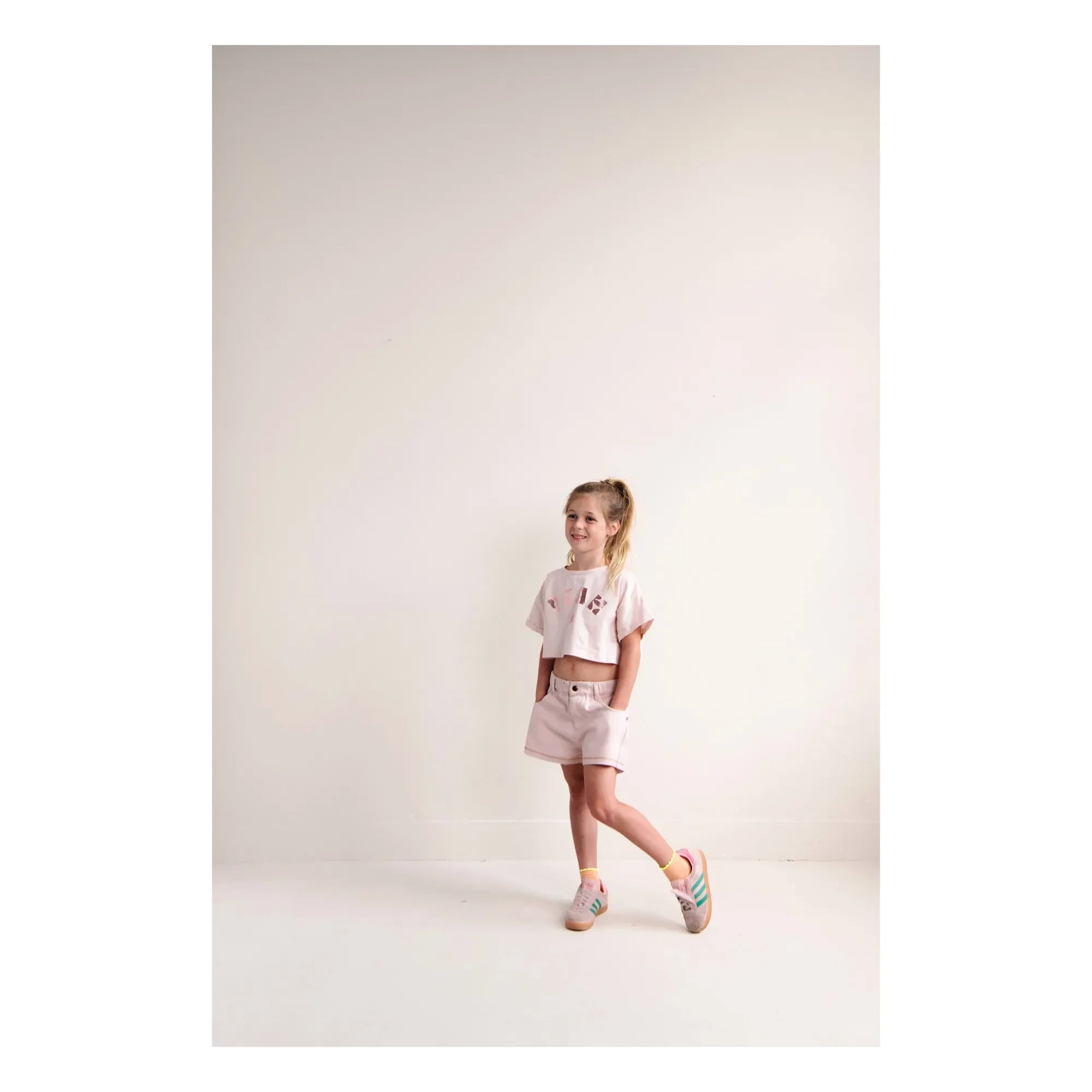 Jenest - Lizzy Yeah Crop Tişört Organik pamuk | Soluk Pembe