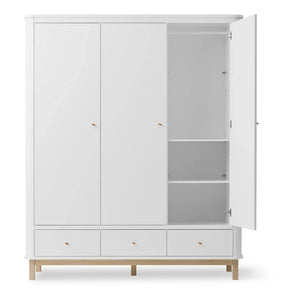 Oliver Furniture - 3 Kapılı Meşe Gardırop | Beyaz