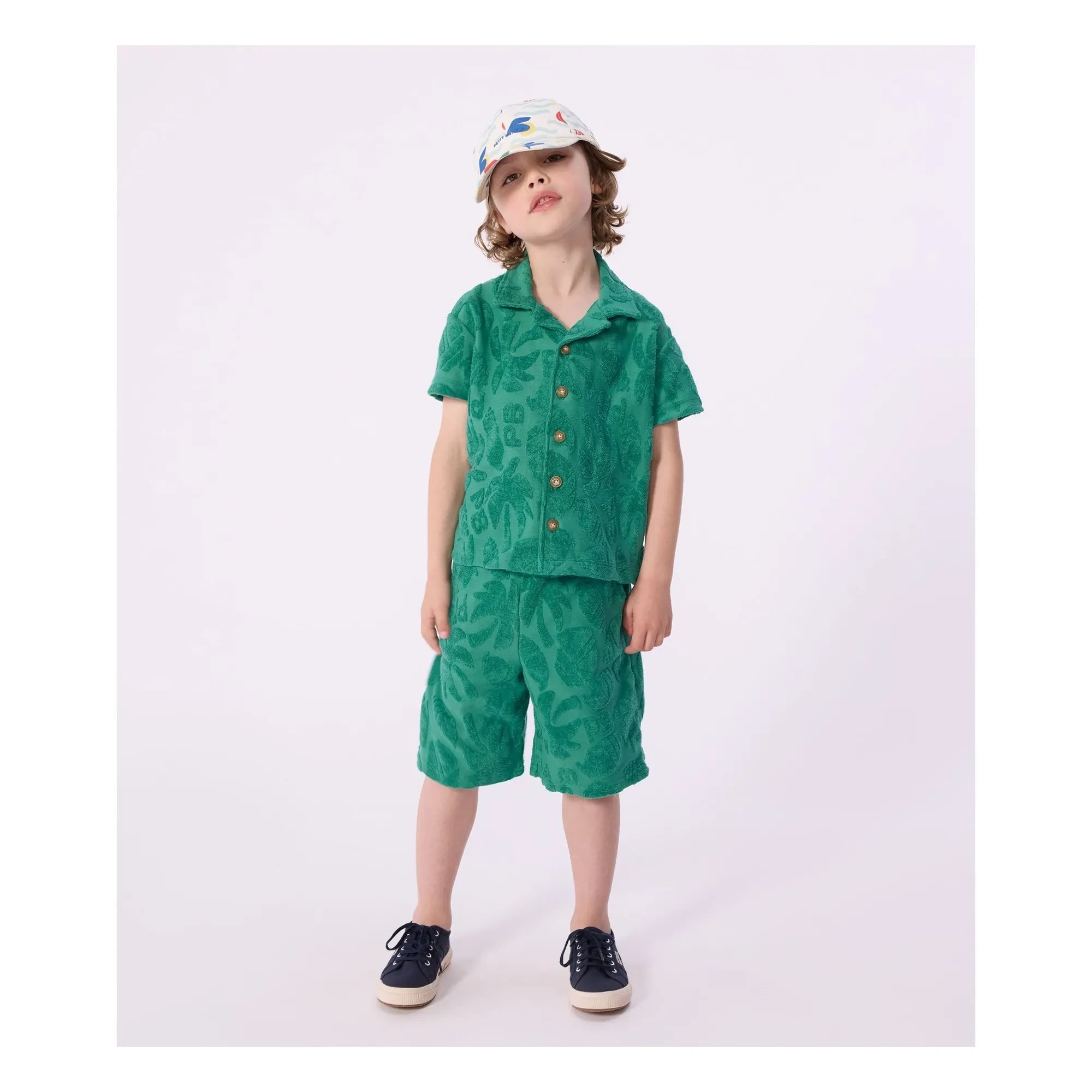 Petit Bateau - Organik pamuklu palm terry şort | Yeşil