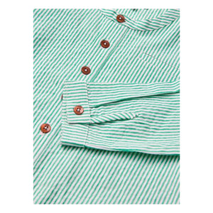 Copenhagen Colors - Çizgili Dokulu Organik Pamuk Gömlek | Turkuaz