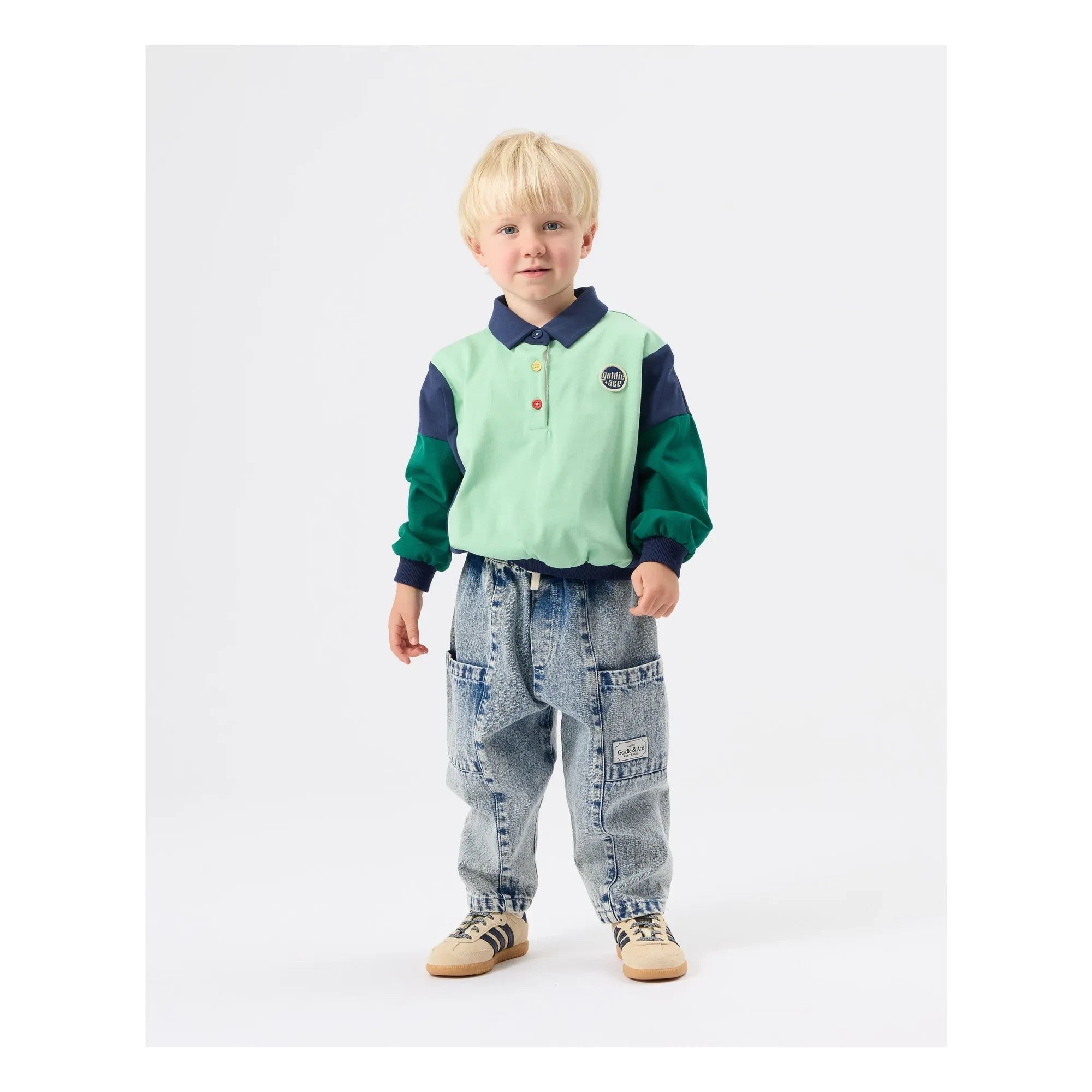 Goldie + Ace - Rugby Polo Yaka Sweatshirt | Yeşil