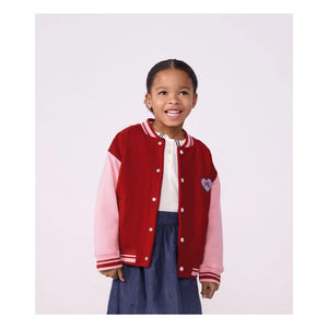 Petit Bateau - Teddy Colorblock PB Organik Pamuk Ceket | Kırmızı