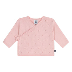 Petit Bateau - Pointelle Laine sarmalı hırka | Pembe