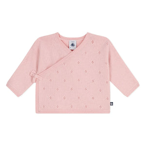 Petit Bateau - Pointelle Laine sarmalı hırka | Pembe
