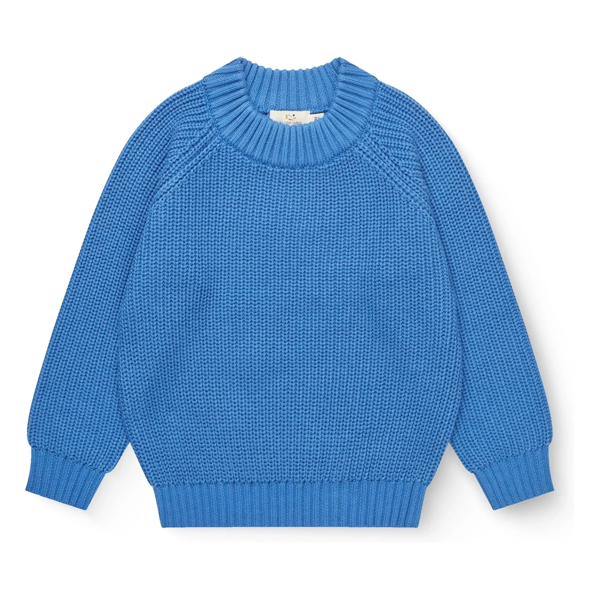 Copenhagen Colors - Kaburgalı Organik Pamuklu Kazak | Azure blue